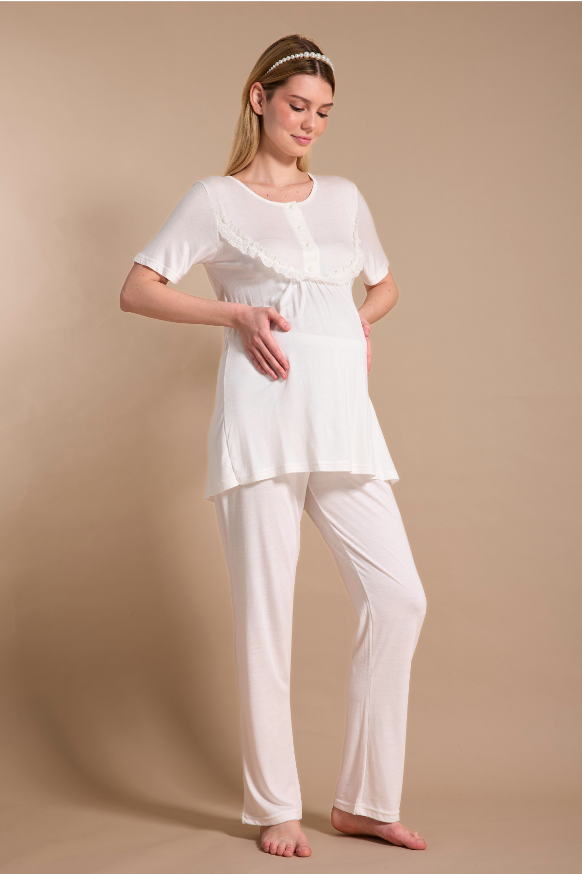 Viskon Sabahlıklı Lohusa Pijama Takımı 718