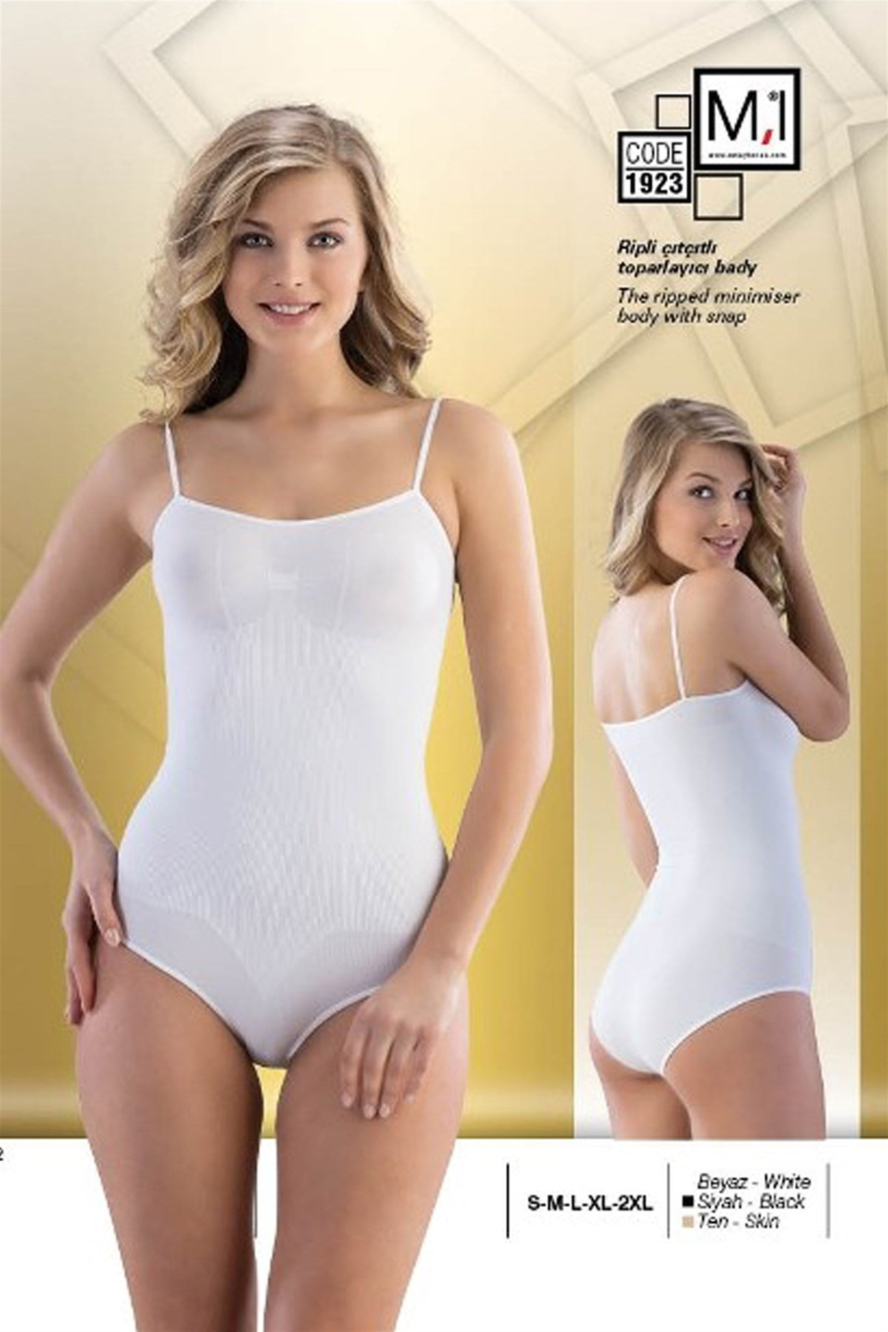 Emay 1923 Dikişsiz İp Askı Çıtçıtlı Ripli Body - Rimel Homewear