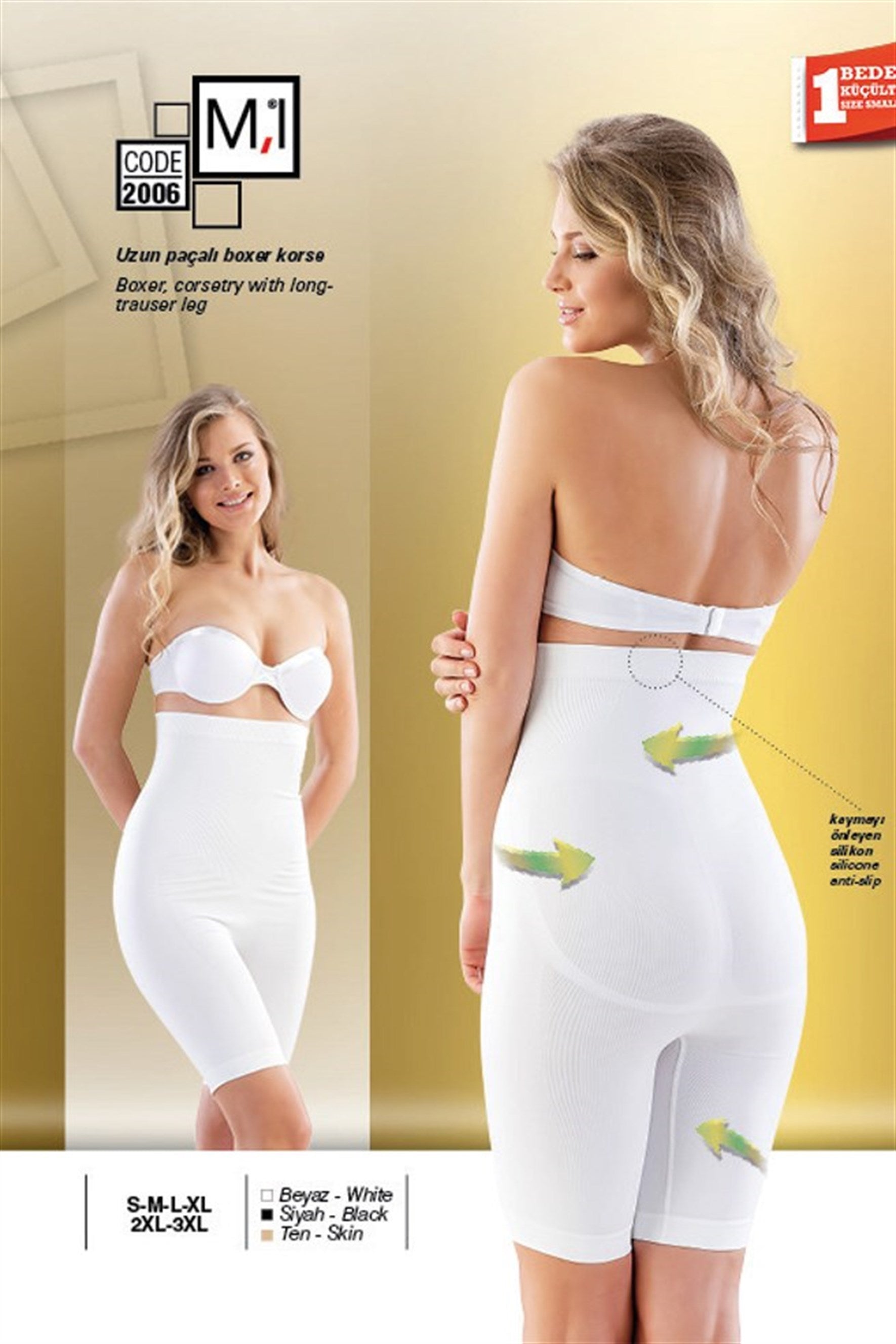 Emay 2006 Uzun Paçalı Dikişsiz Boxer Lohusa Korse - Rimel Homewear