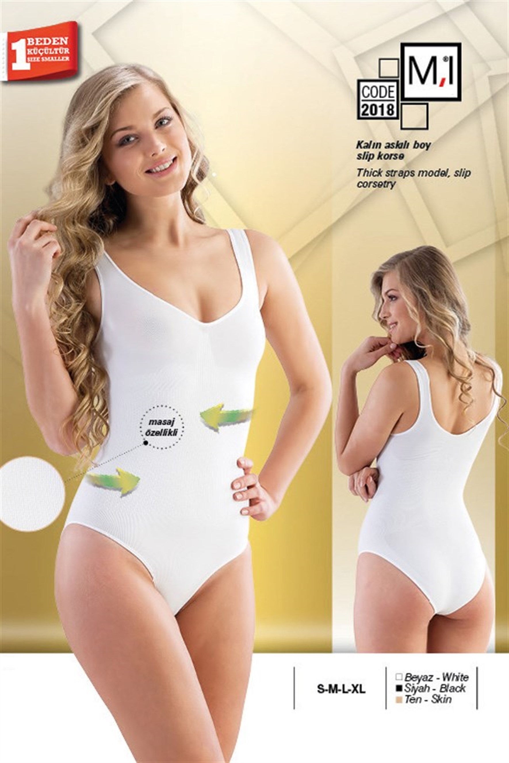 Emay 2018 Dikişsiz Kalın Askılı Boy Slip Lohusa Korse - Rimel Homewear