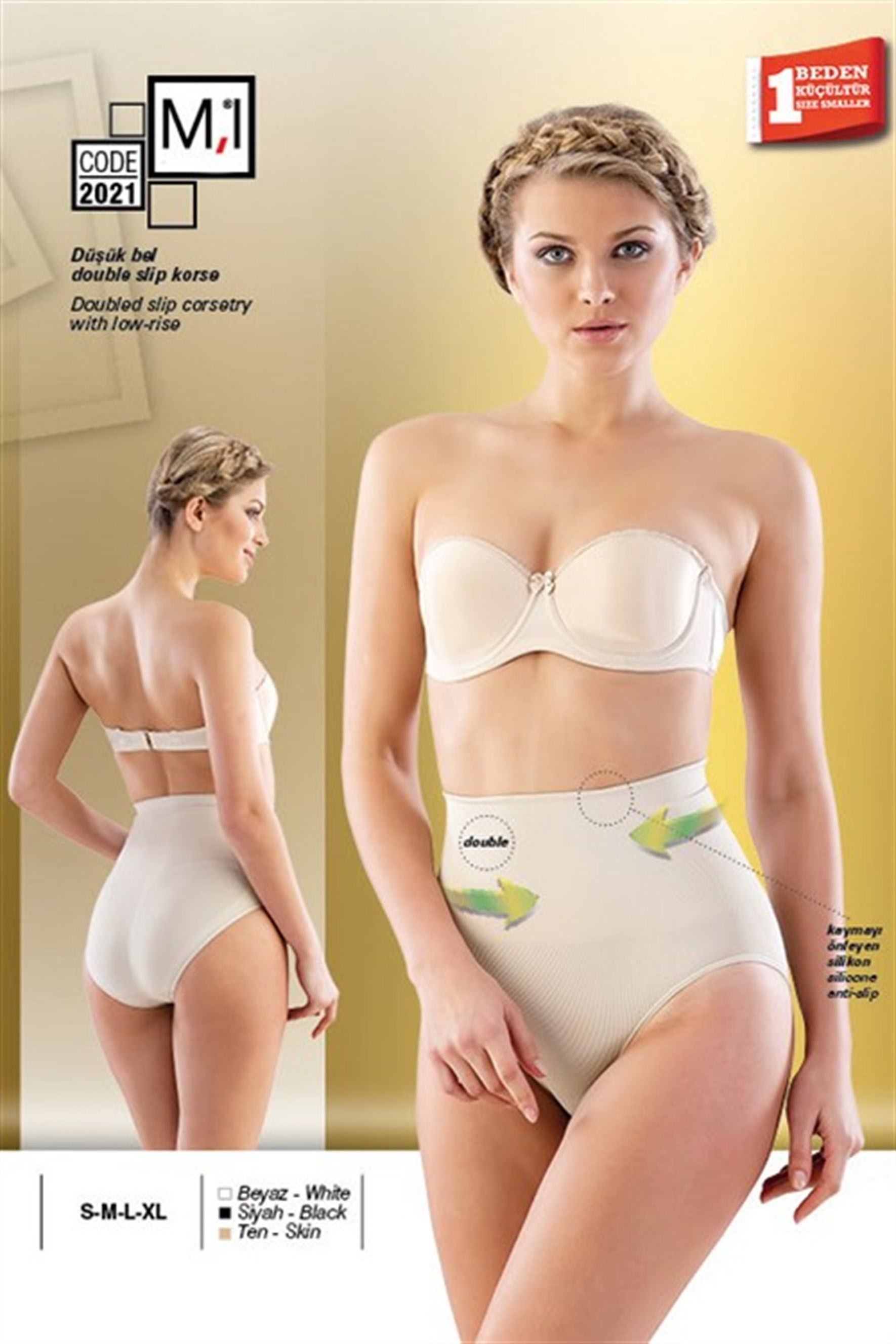 Emay 2021 Dikişsiz Düşük Bel Double Slip Lohusa Korse - Rimel Homewear