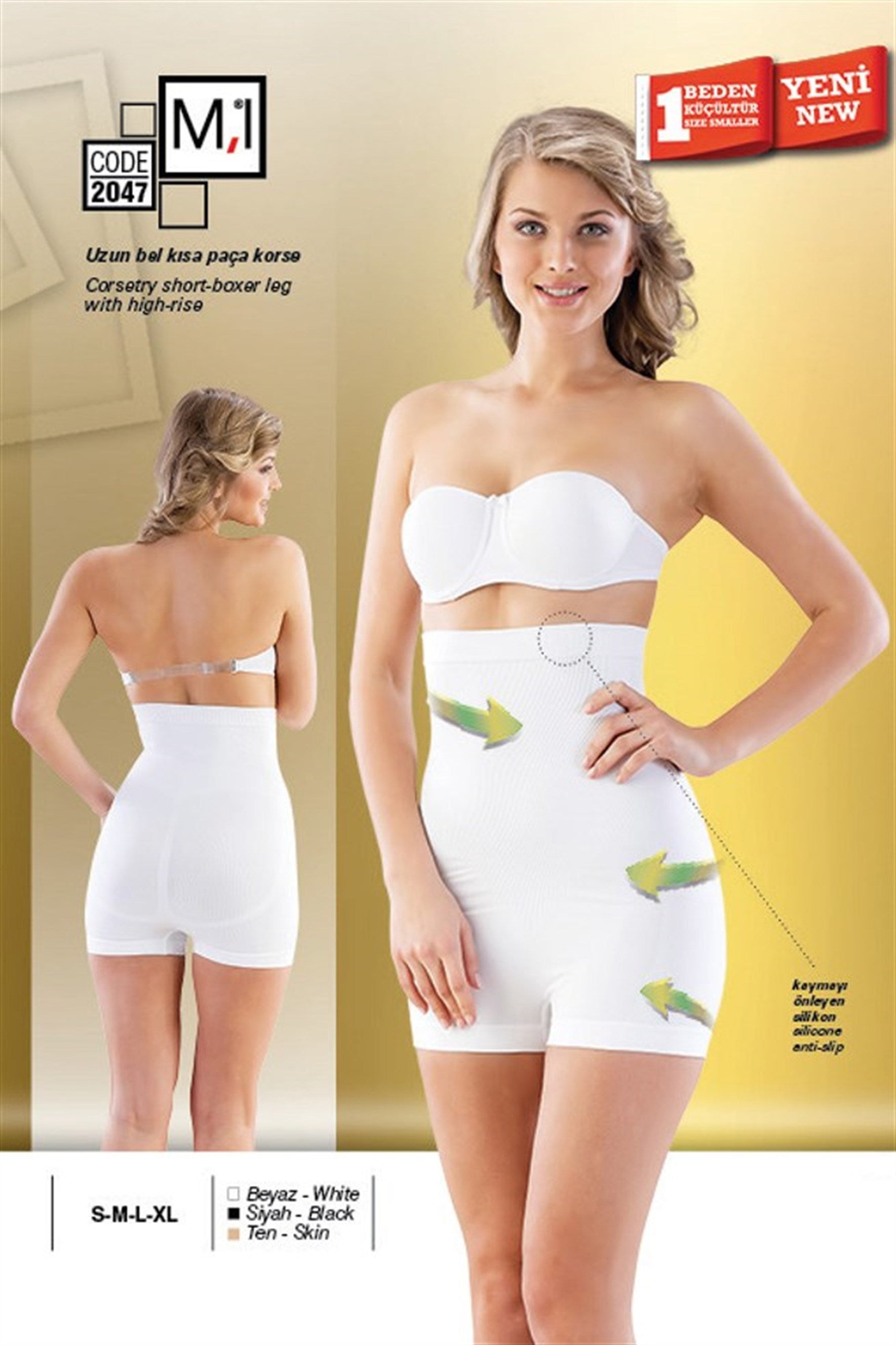 Emay 2047 Dikişsiz Uzun Bel Kısa Paça Boxer Lohusa Korse - Rimel Homewear