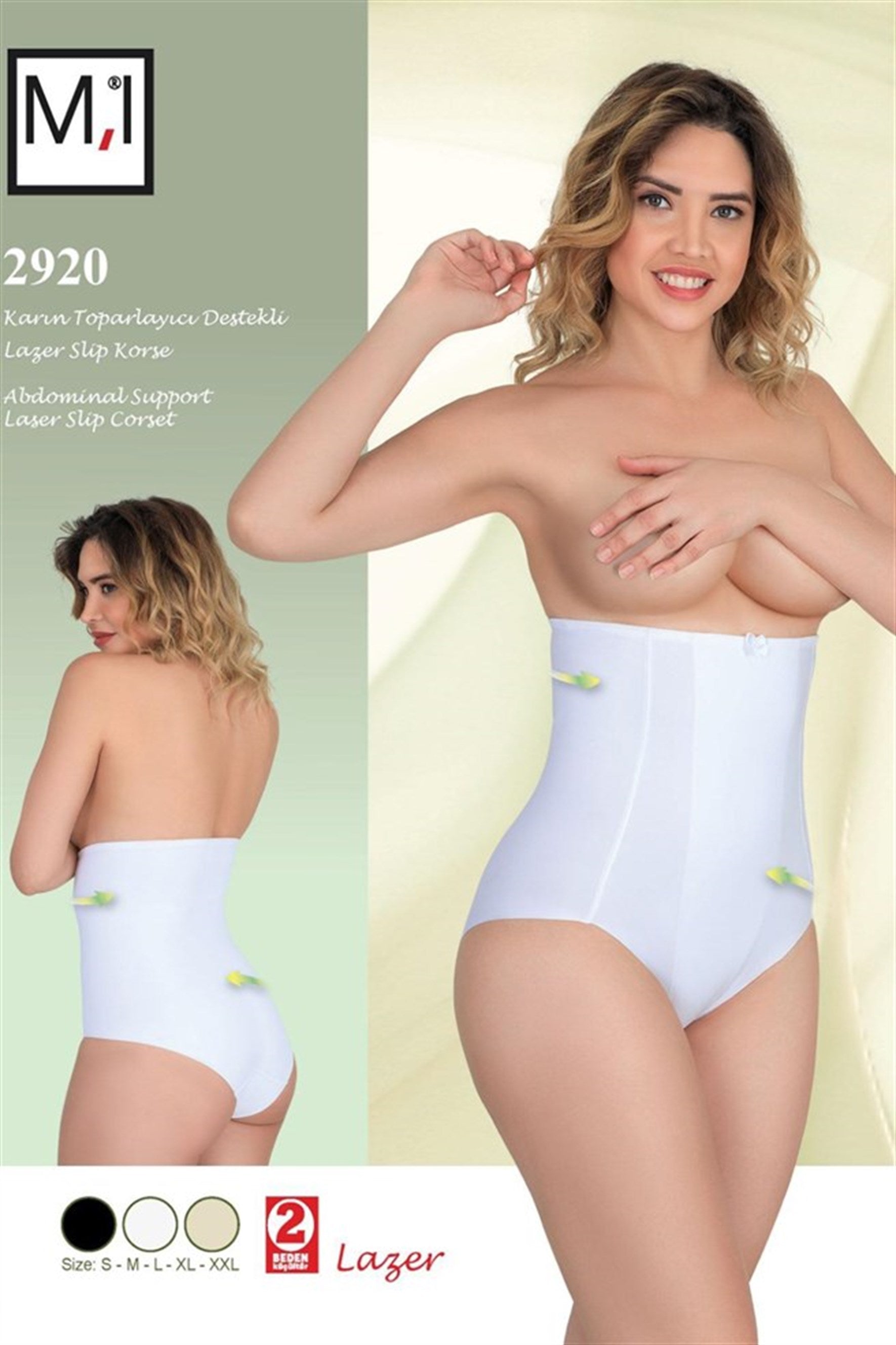 Emay 2920 Karın Toparlayıcı Destekli Lazer Slip Lohusa Korse - Rimel Homewear