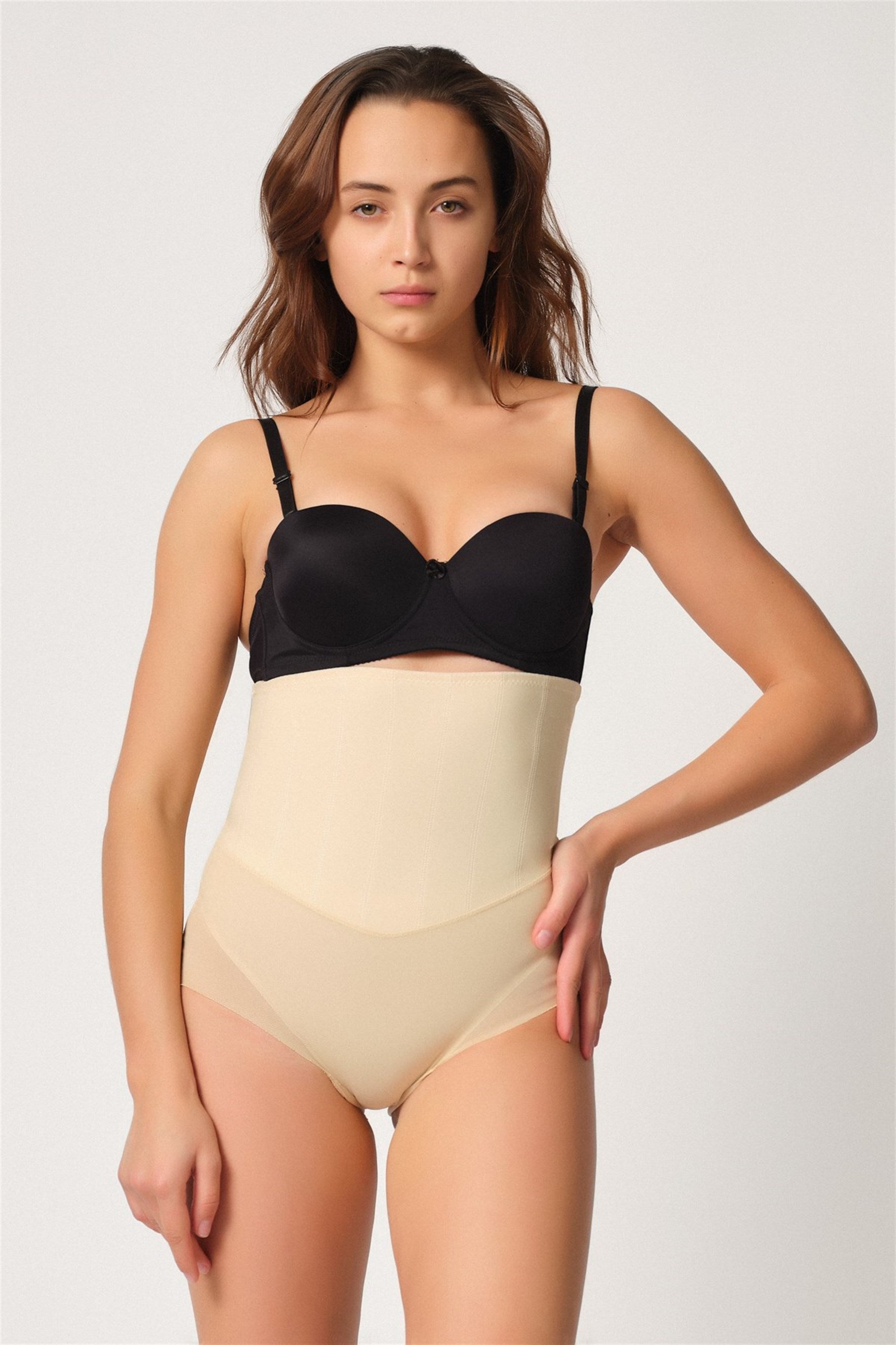 Emay 2945 Tül Karyokalı Lazer Slip Lohusa Korse Beyaz - Rimel Homewear