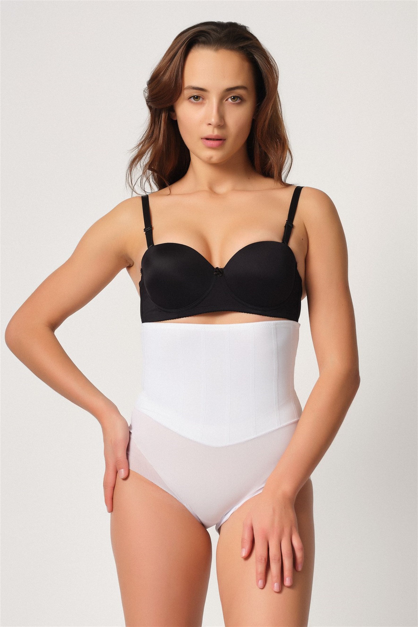 Emay 2945 Tül Karyokalı Lazer Slip Lohusa Korse Beyaz - Rimel Homewear