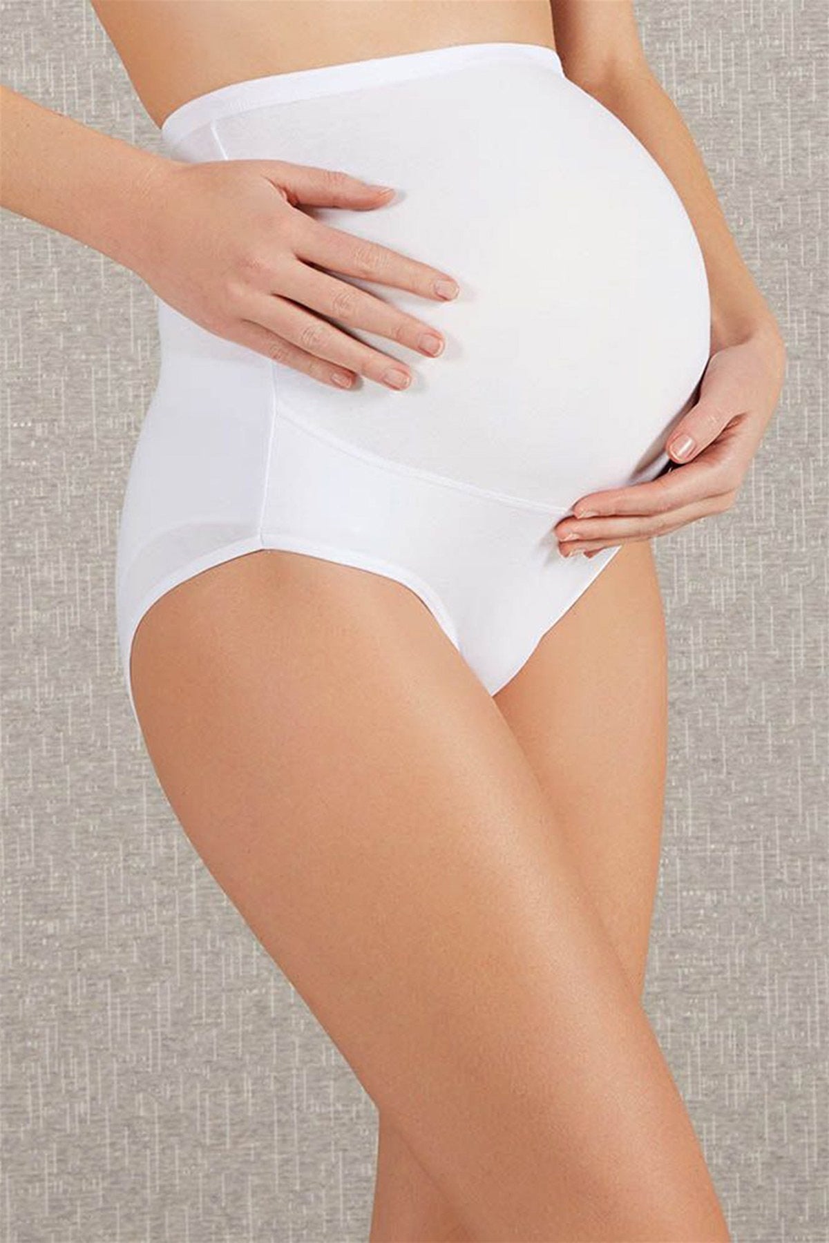 Modal Pamuklu Yüksek Bel Hamile Külot Beyaz - 2588 - Rimel Homewear