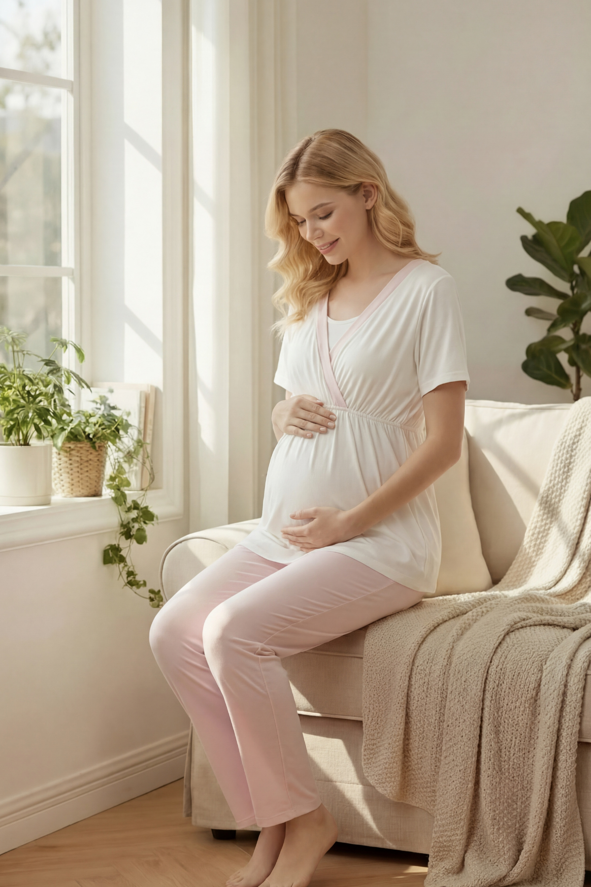 Yeni Sezon Fırfır Yakalı Pembe Detay Sabahlıklı Kruvaze Pijama Takımı-2012