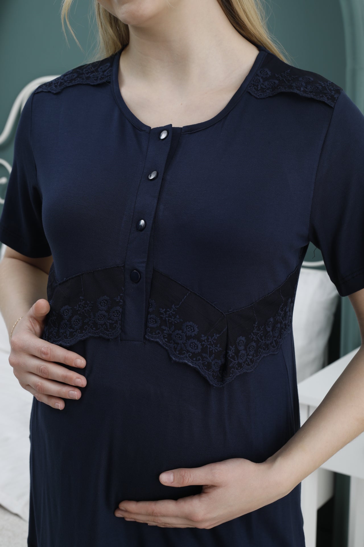 Önden Düğmeli Sabahlıklı Lohusa Pijama Takımı - 2384