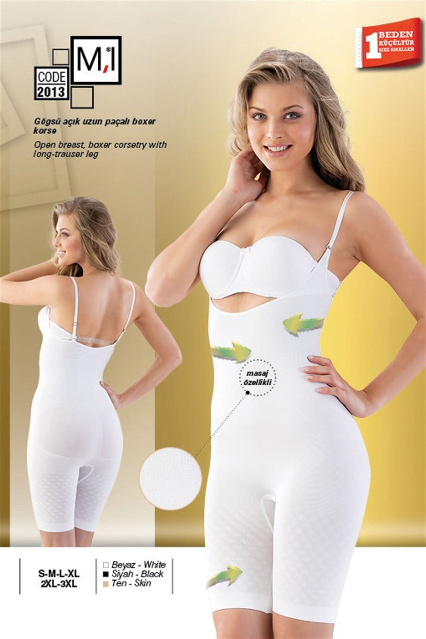 Emay 2013 Dikişsiz Göğsü Açık Uzun Paçalı Boxer Lohusa Korse - Rimel Homewear