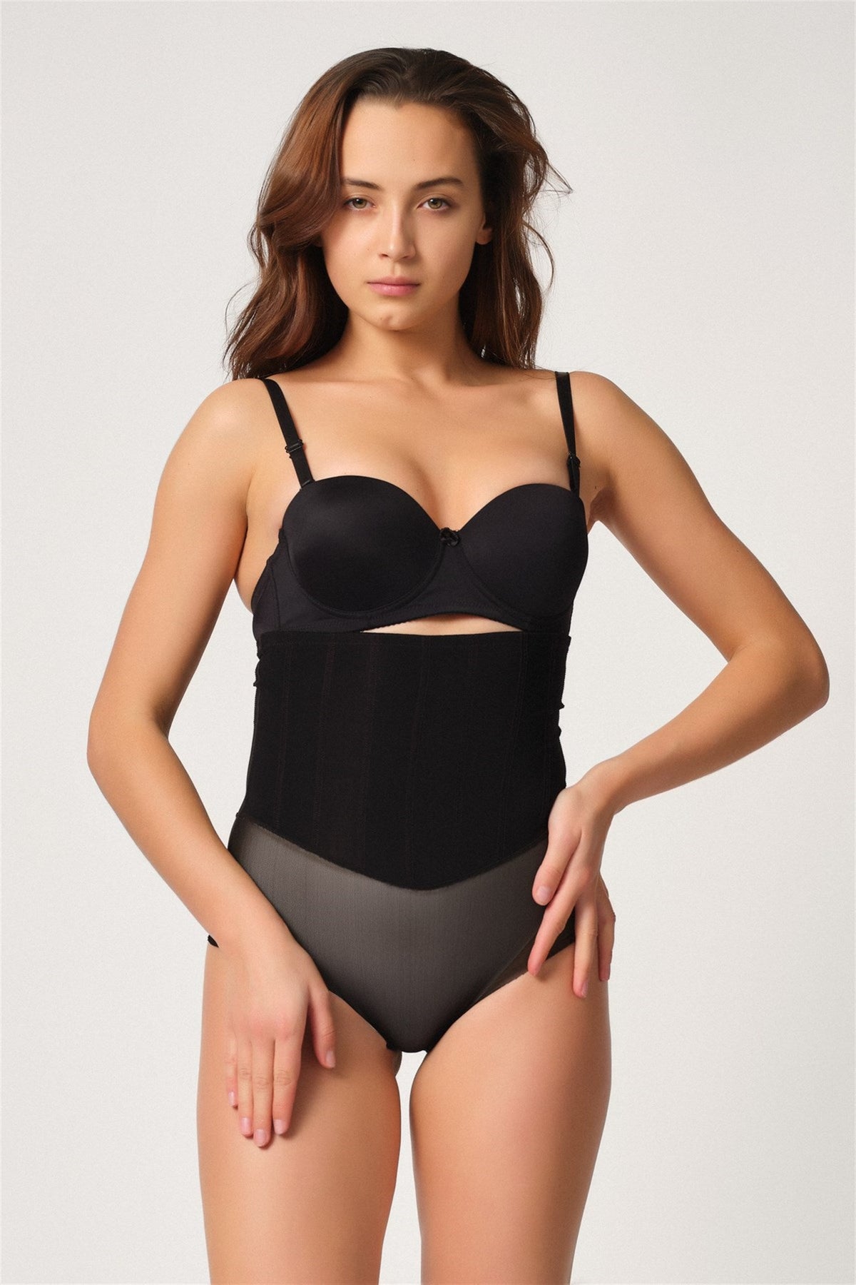 Emay 2945 Tül Karyokalı Lazer Slip Lohusa Korse Beyaz - Rimel Homewear